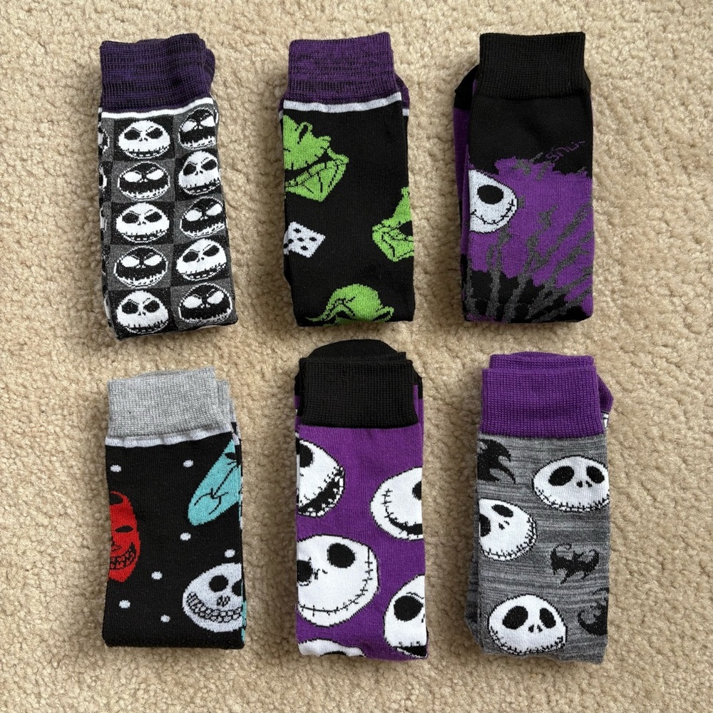 NWOT 6 Pairs of Disney’s The Nightmare Before Christmas Themed Crew Socks